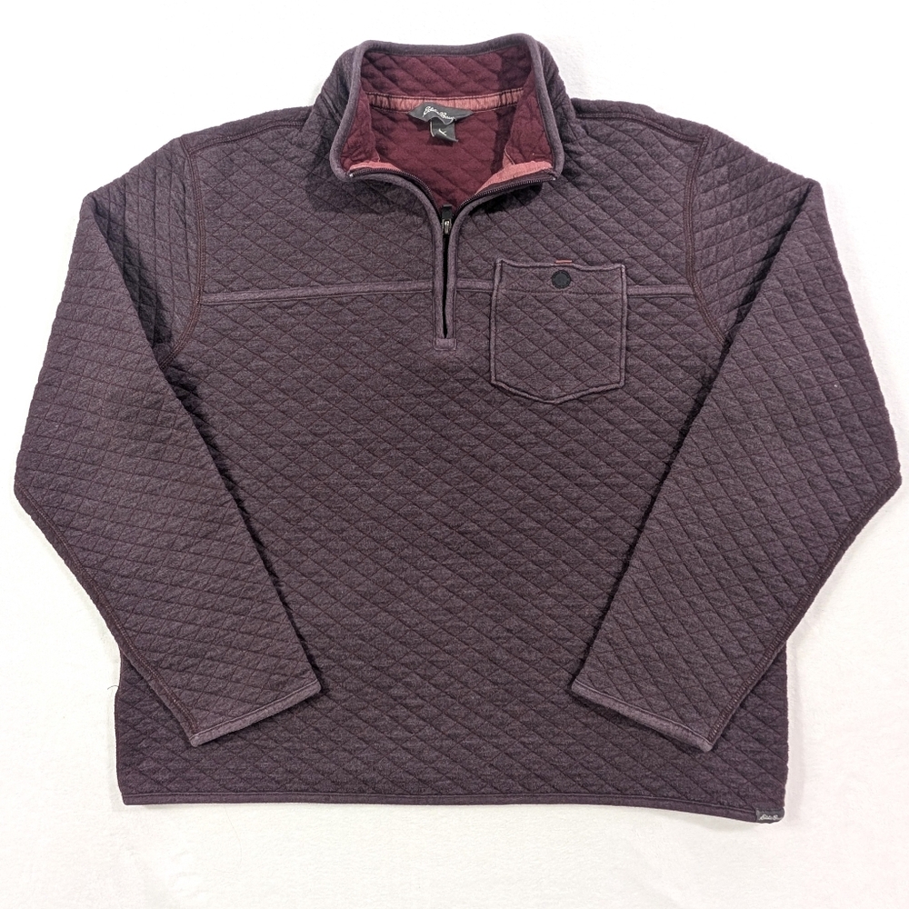 Eddie‎ Bauer Quilted Half-Zip Fleece Pullover Men’s Large| Purple